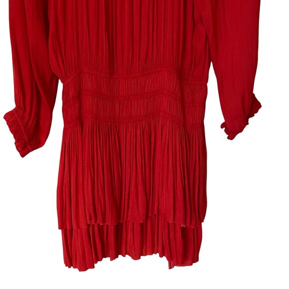 CURRENT AIR Anthropologie Aurelie Pleated Mini Dress Poppy Red, Size Large - Picture 10 of 12